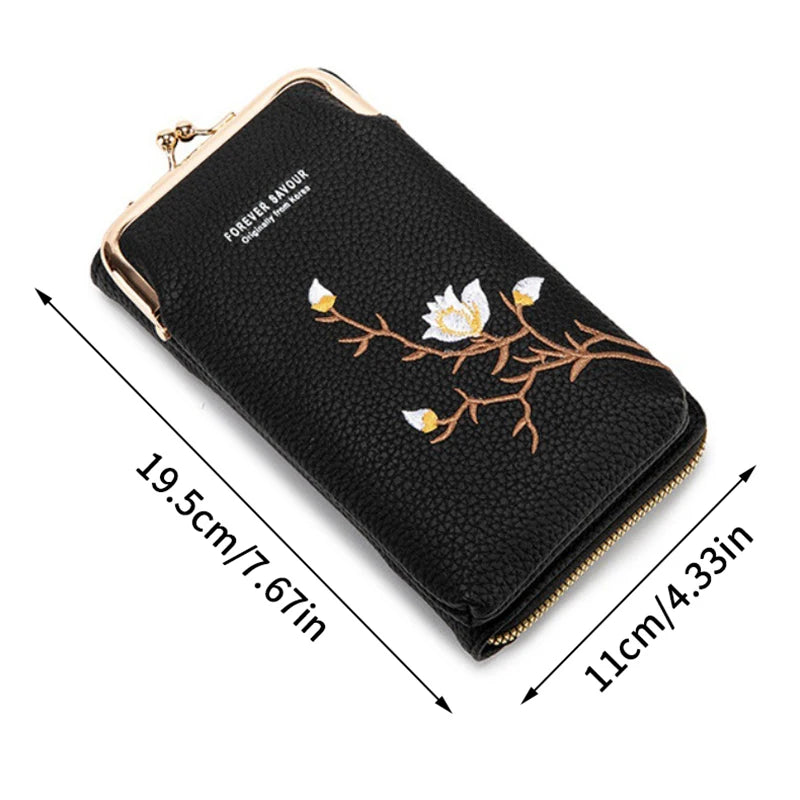 Women Sling Cross-Body Wallet With Mobile Cell Phone Holder, Crossbody Phone Purses For Women, Mini Cross Body Bag