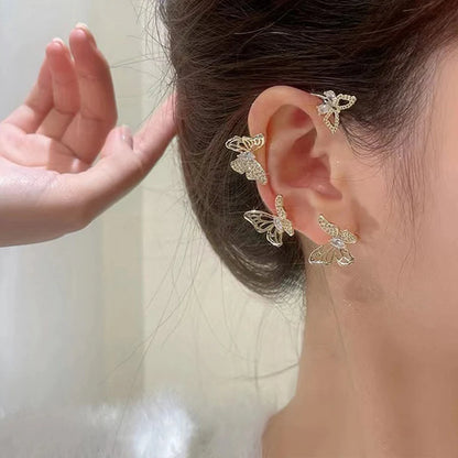 Exquisite Sparkling Zircon Leaves Ear Cuff Stud Earring for Women Silver Color Cubic Zirconia Earrings Party Jewelry