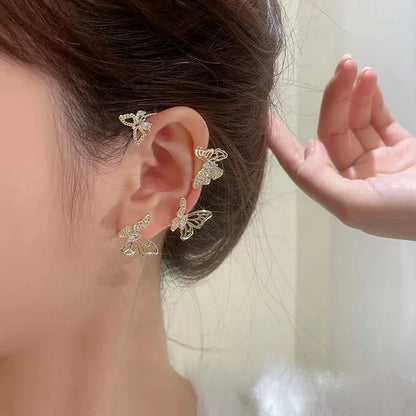 Exquisite Sparkling Zircon Leaves Ear Cuff Stud Earring for Women Silver Color Cubic Zirconia Earrings Party Jewelry